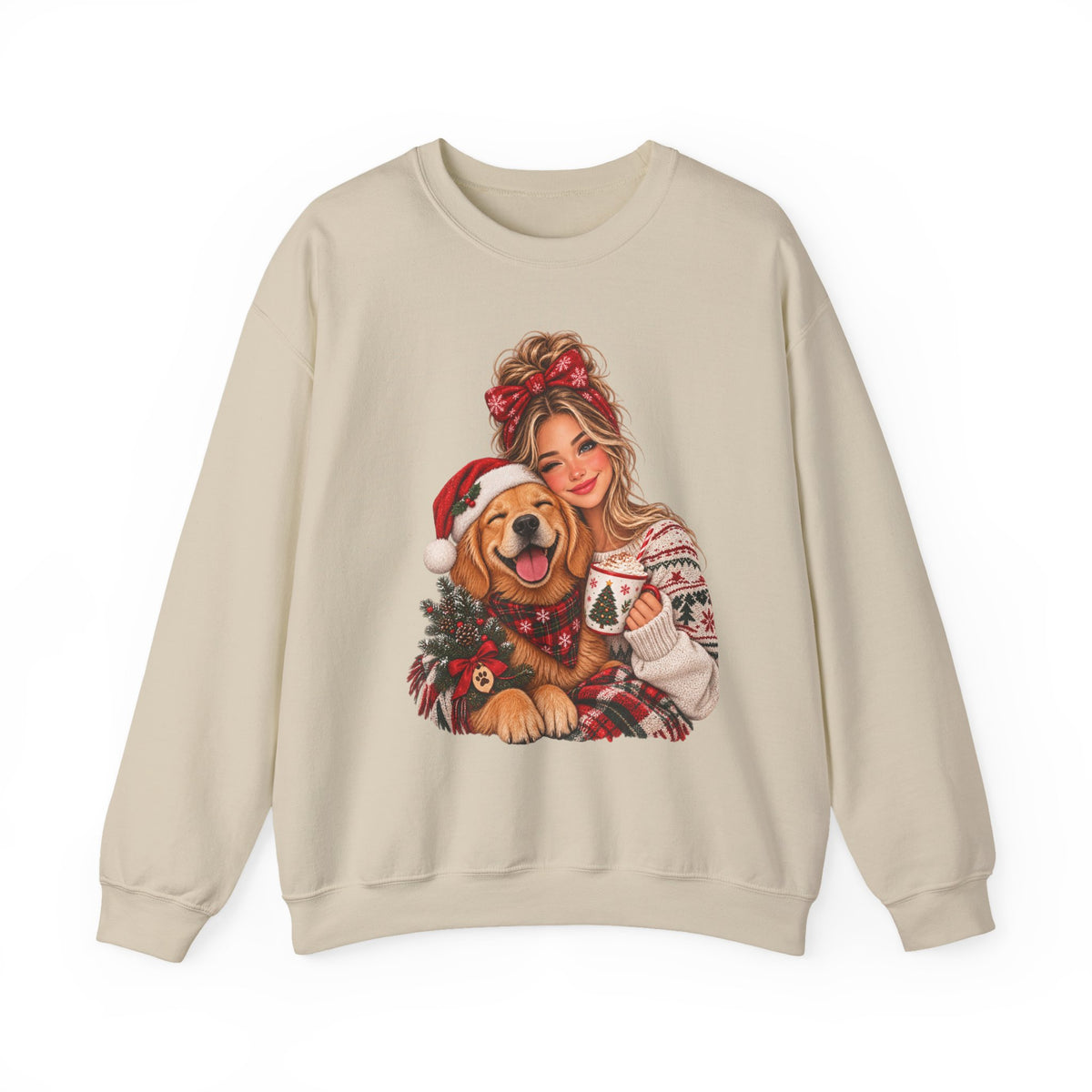Christmas Girl and Dog Crewneck Sweatshirt