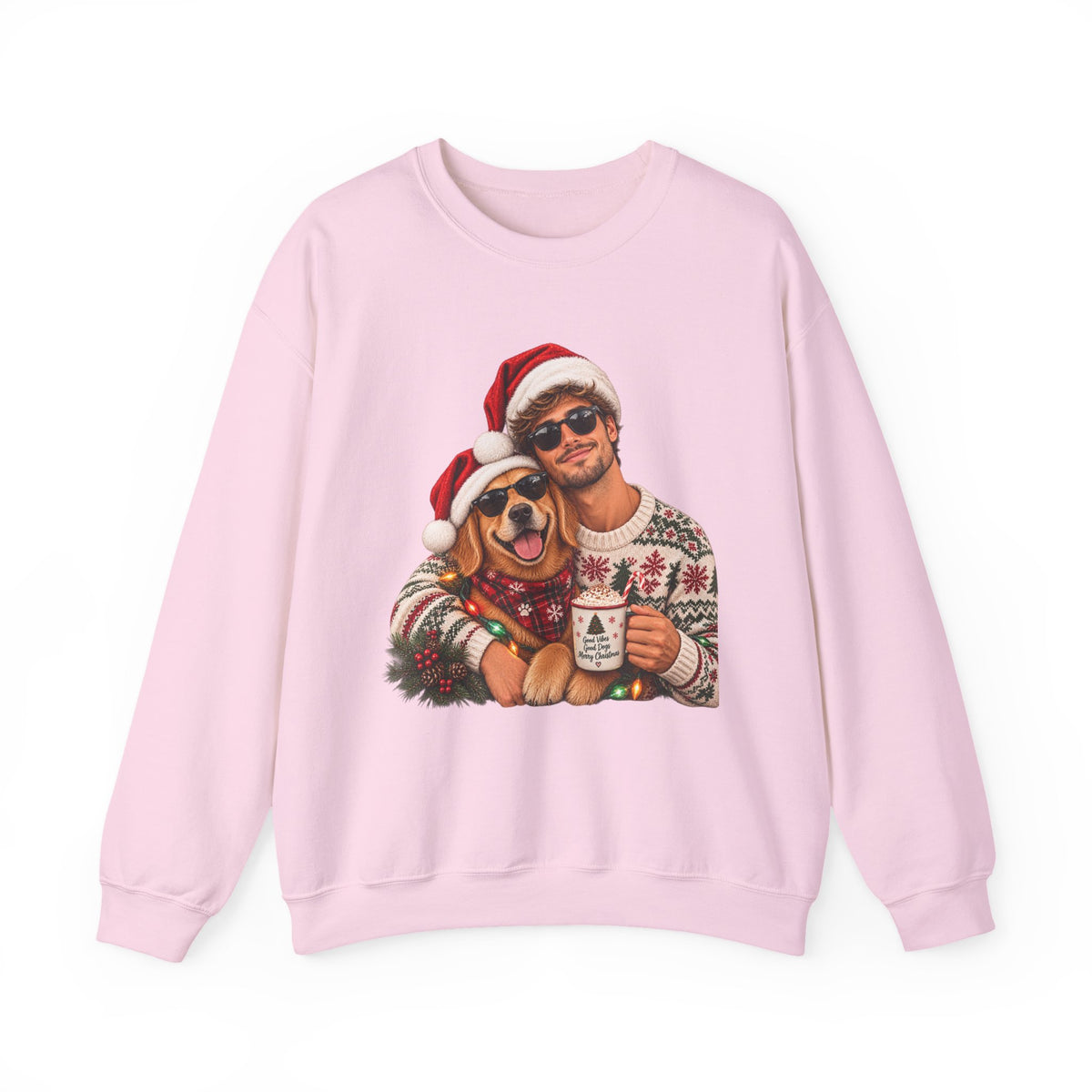 Funny Matching Christmas Couple and Dog Crewneck Sweatshirt