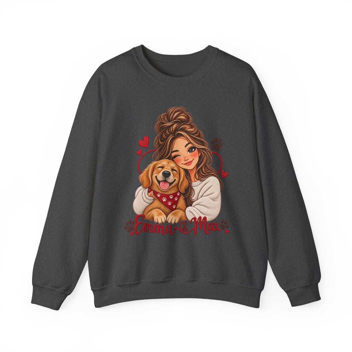 Emma & Max Personalized Girl and Dog Crewneck Sweatshirt