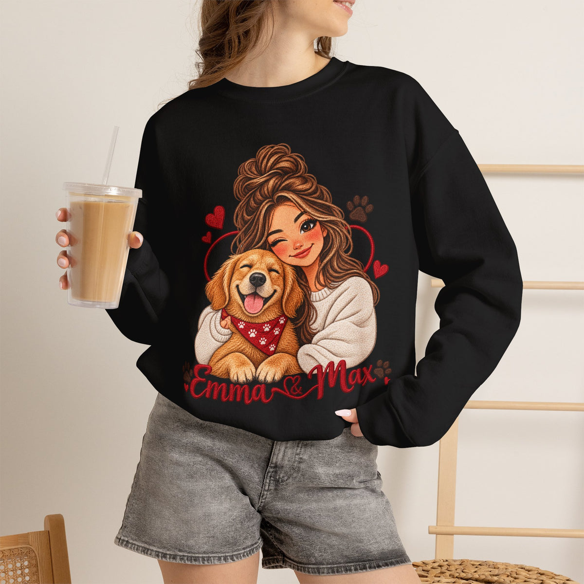 Emma & Max Personalized Girl and Dog Crewneck Sweatshirt