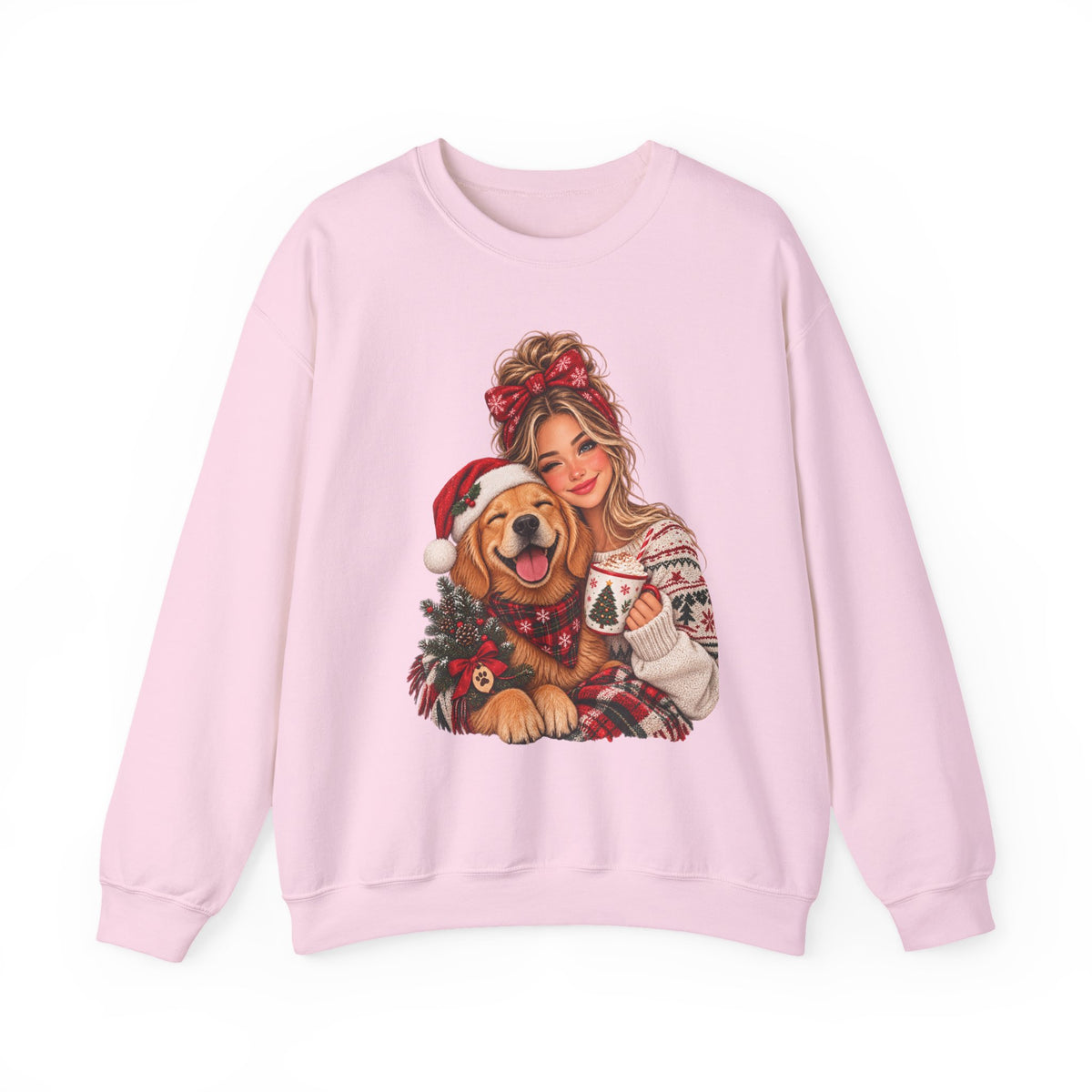 Christmas Girl and Dog Crewneck Sweatshirt