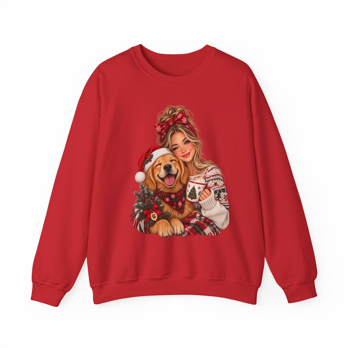 Christmas Girl and Dog Crewneck Sweatshirt