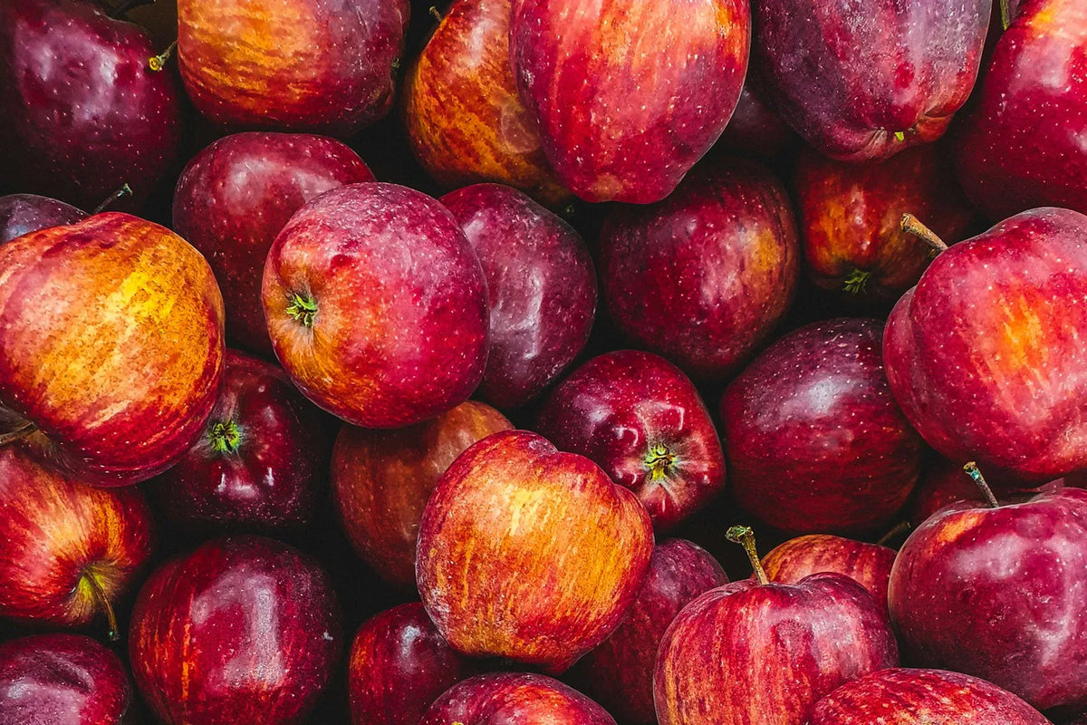 Red apples with natural variations in their skins