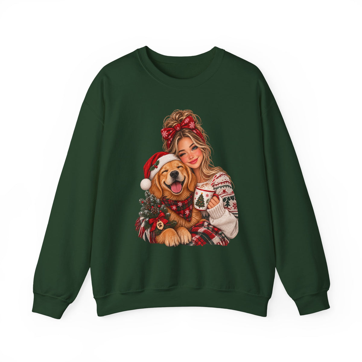 Christmas Girl and Dog Crewneck Sweatshirt
