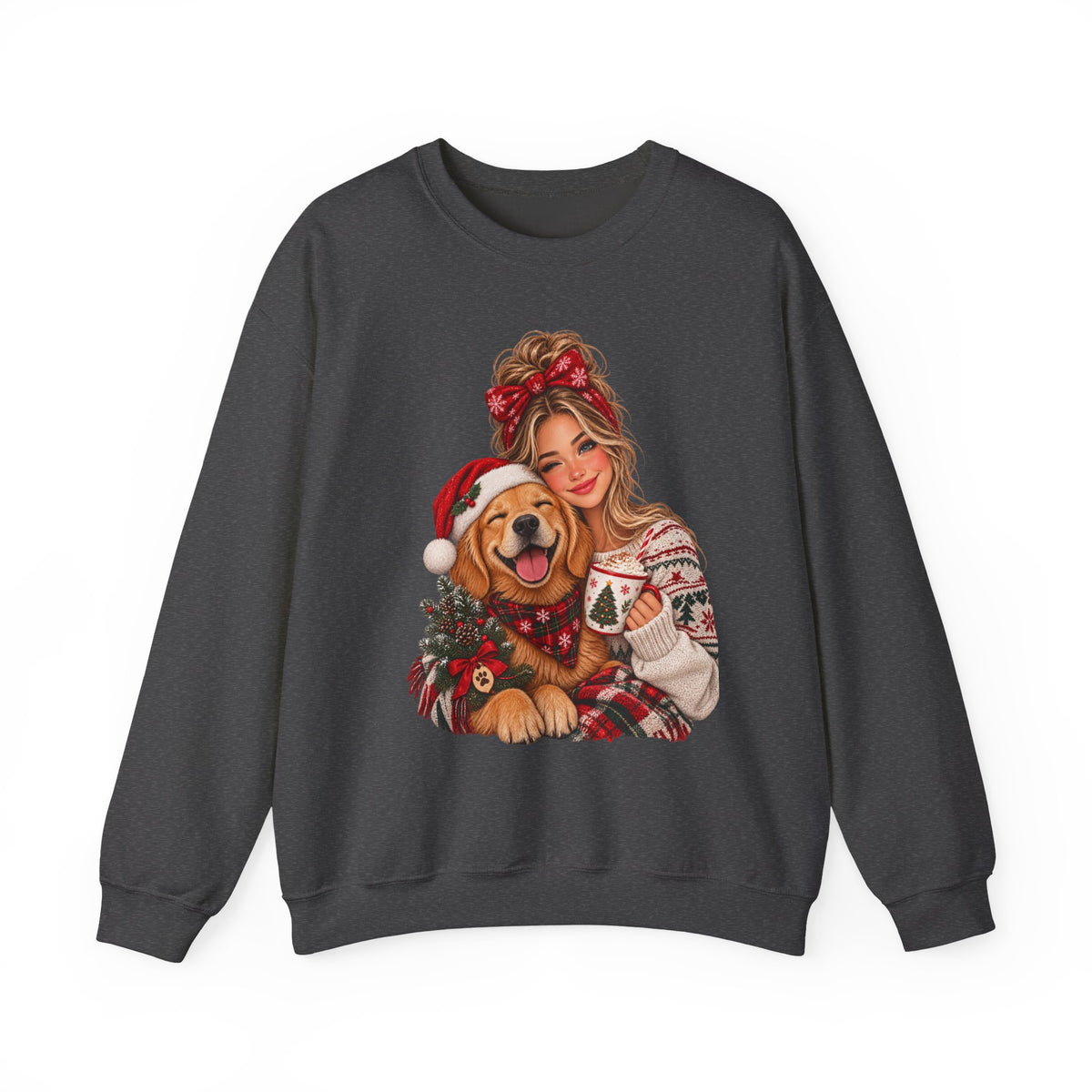 Christmas Girl and Dog Crewneck Sweatshirt