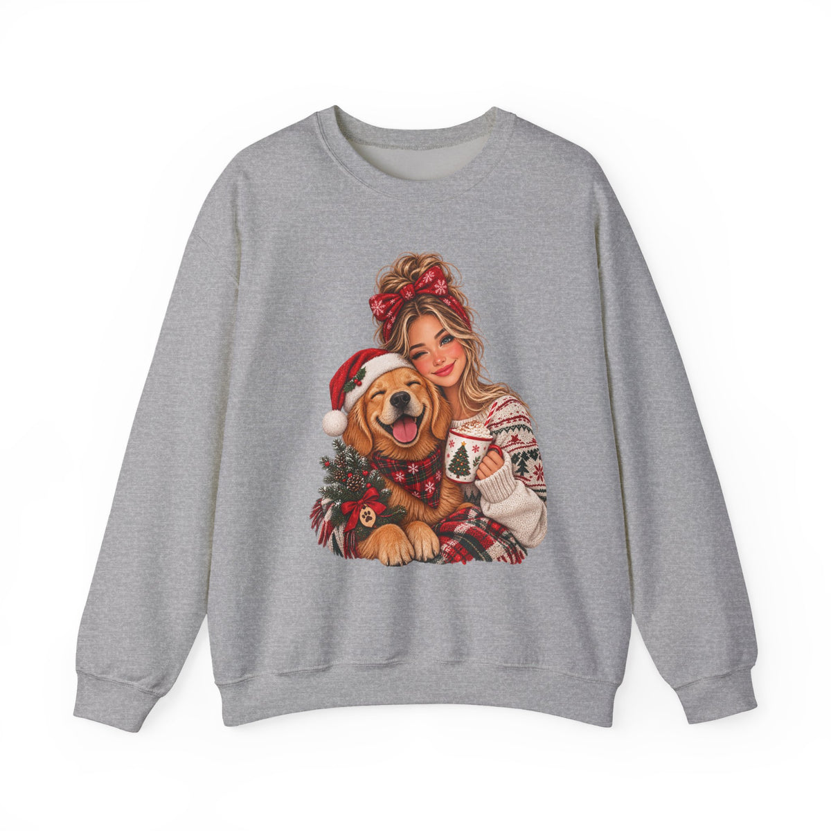 Christmas Girl and Dog Crewneck Sweatshirt