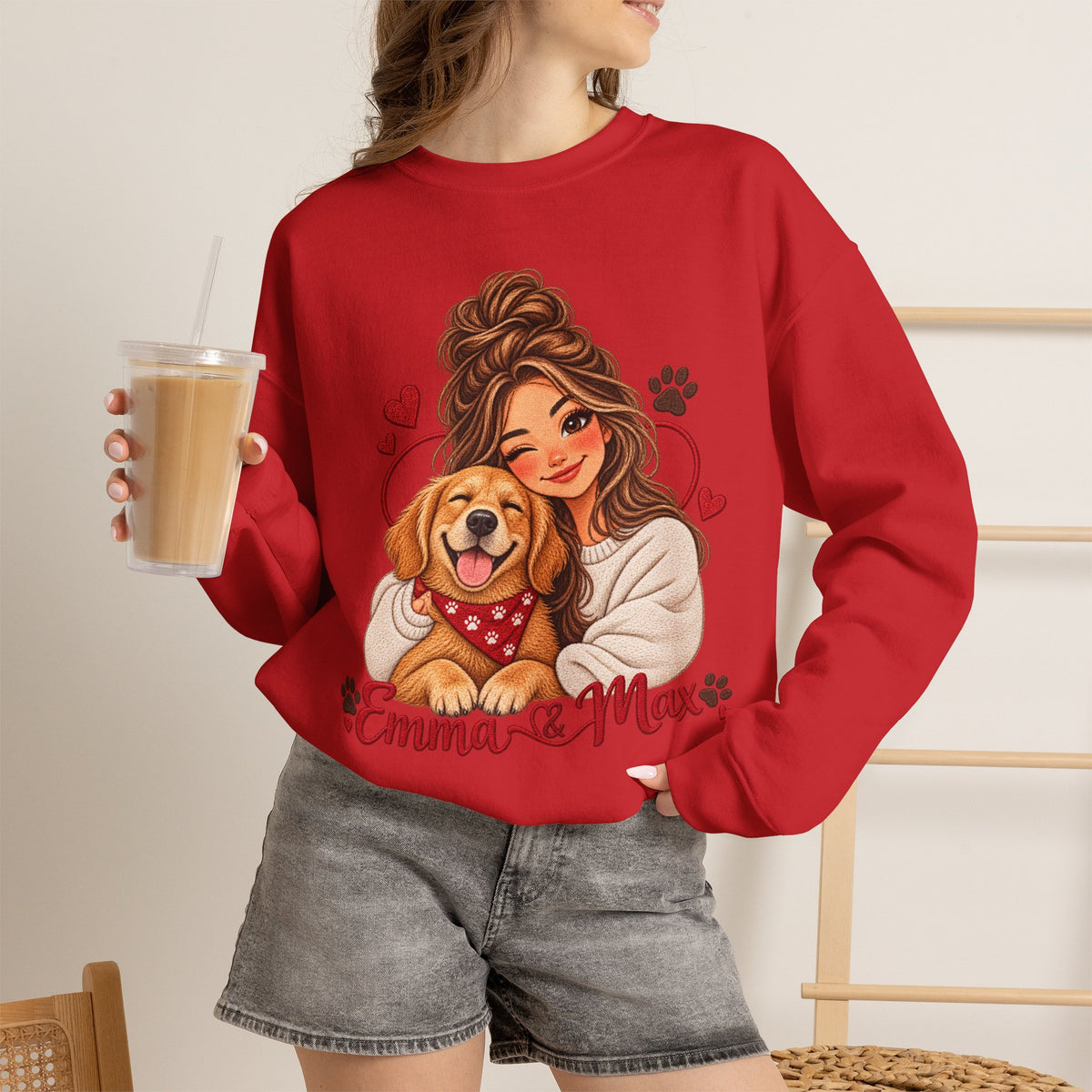 Emma & Max Personalized Girl and Dog Crewneck Sweatshirt