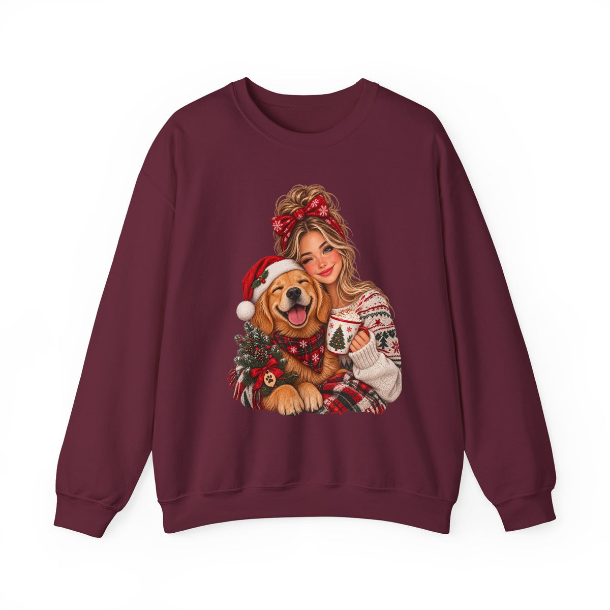 Christmas Girl and Dog Crewneck Sweatshirt