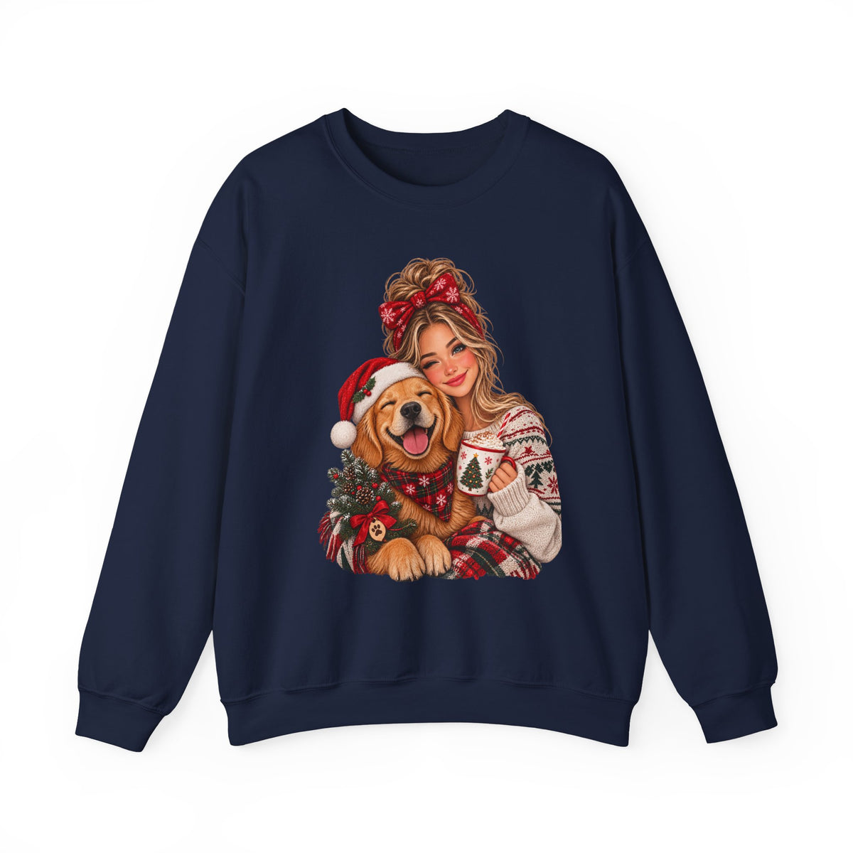 Christmas Girl and Dog Crewneck Sweatshirt