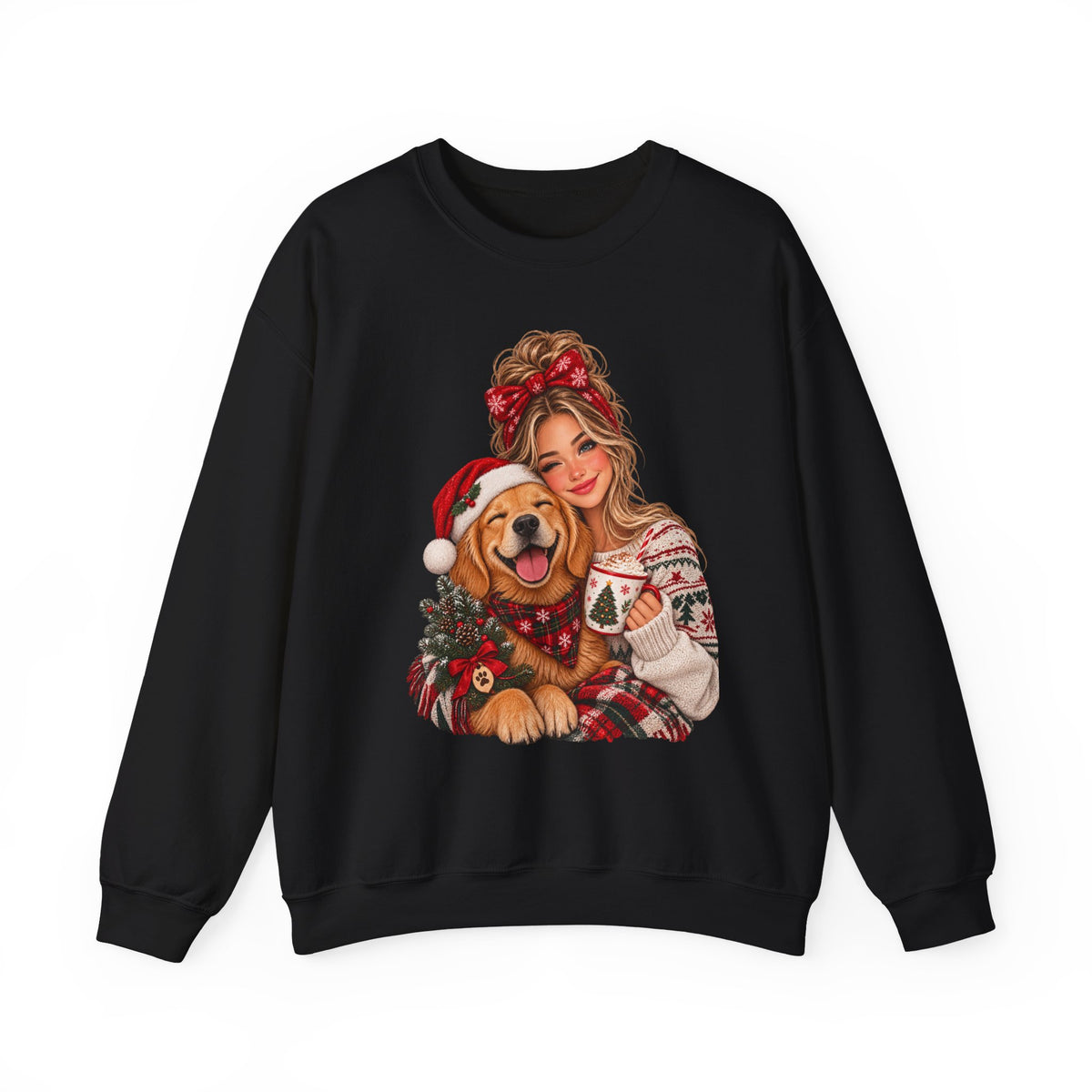 Christmas Girl and Dog Crewneck Sweatshirt