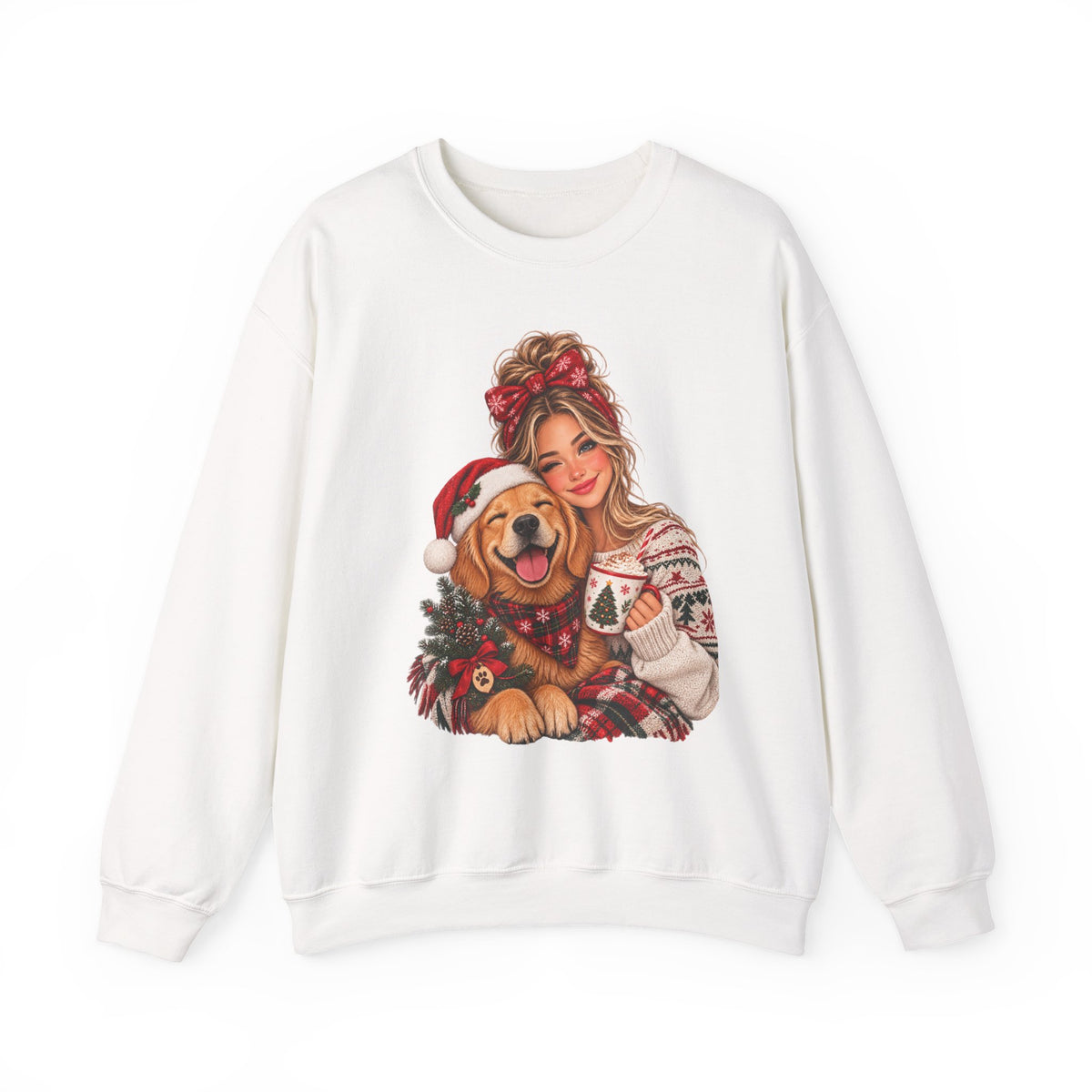 Christmas Girl and Dog Crewneck Sweatshirt